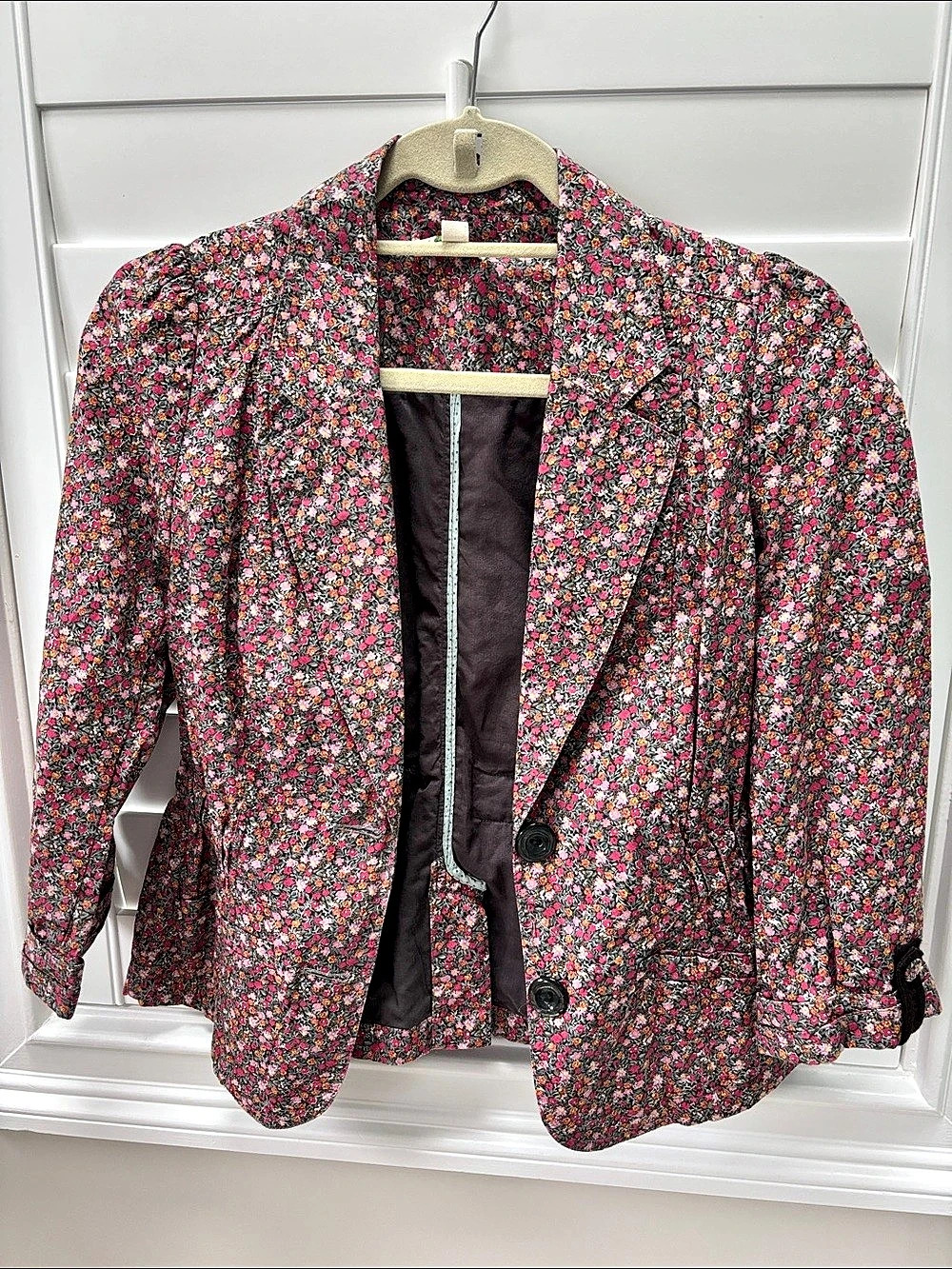 Ett Twa by Anthropologie Floral Blazer in Black & Pink Size 4
